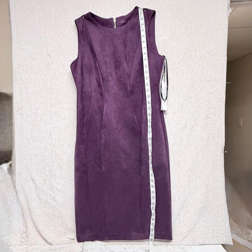 Calvin Klein Womens Purple Faux Suede Sleeveless Sheath Dress Size 8 CD8S14T5